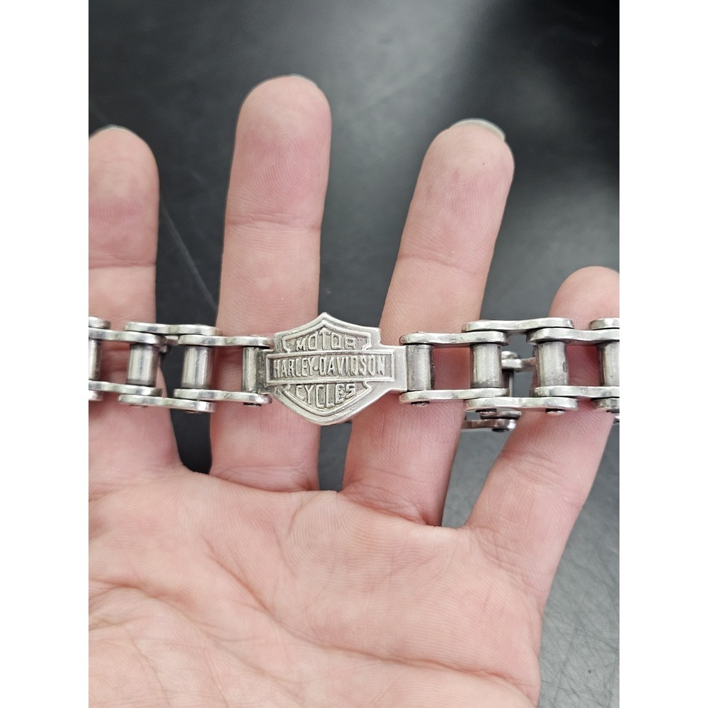 Harley Davidson Emblem 925 Silver 14mm Motorcycle Chain Bracelet 9.5" Large 111g